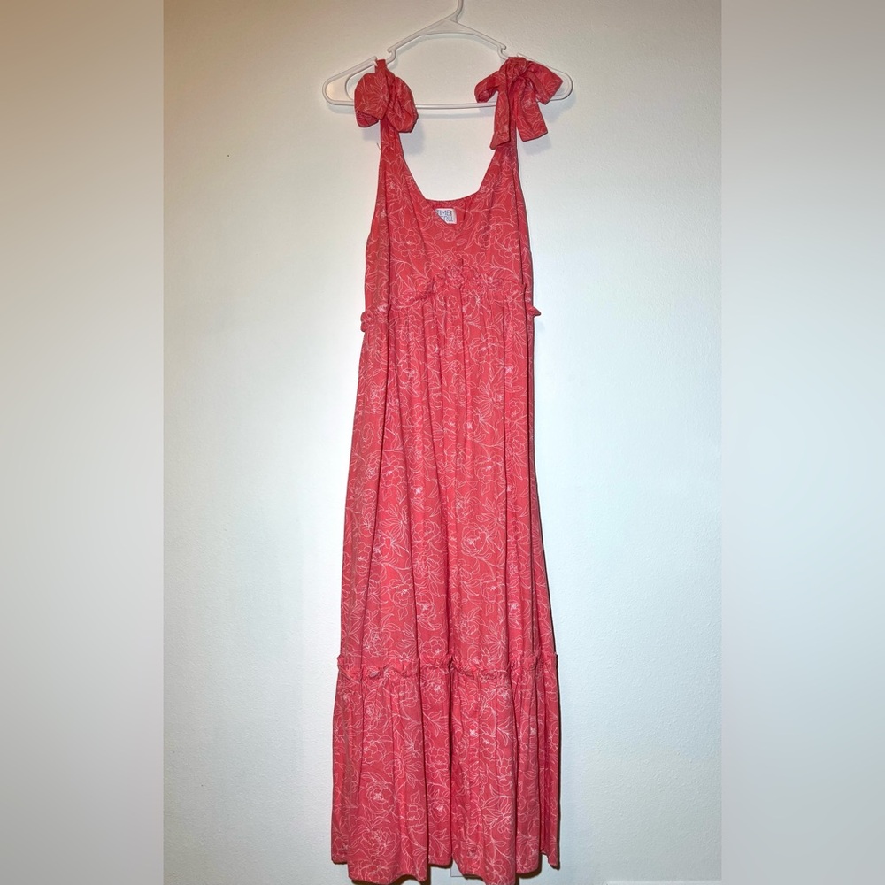 Time and Tru Floral Maxi Dress Linen Blend